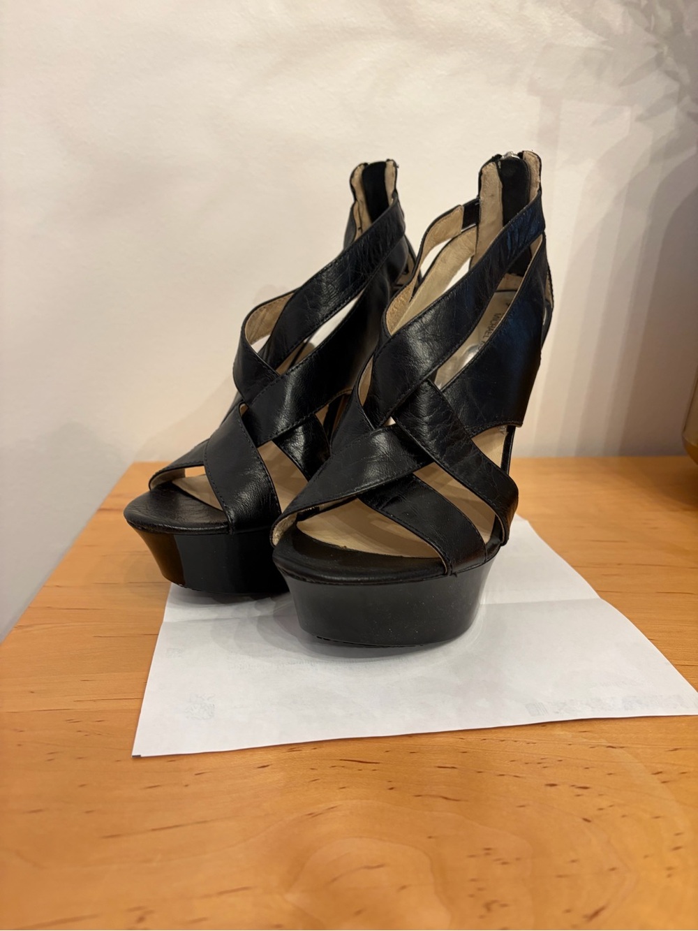 Michael Kors Nora Black Leather Platform Heels